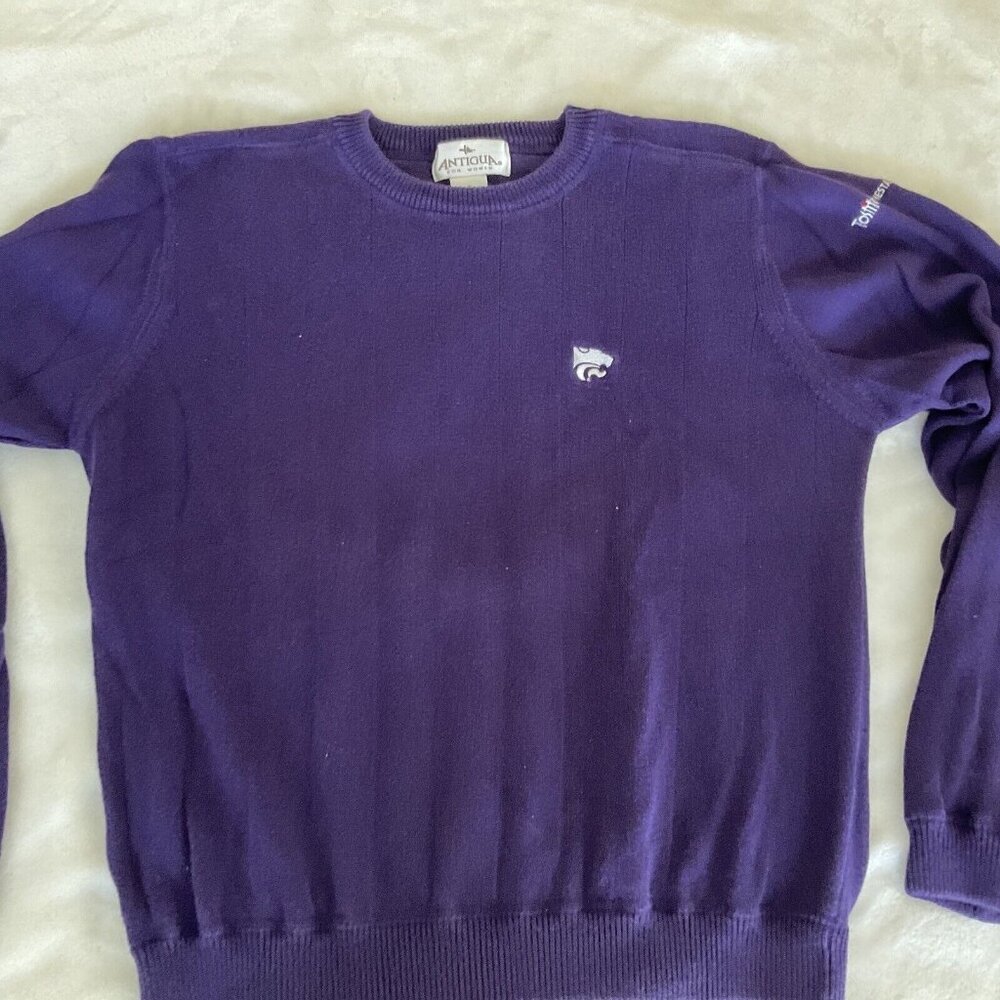 Kansas State Wildcats Pullover Purple Sweater KSU Size Small Antigua Cotton/poly
